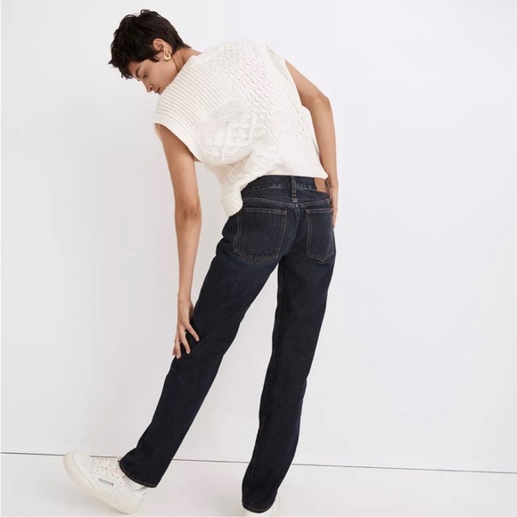 NWT MADEWELL The Low Rise Perfect Vintage Straight Jeans Dark Wash Size 24 - Picture 3 of 12